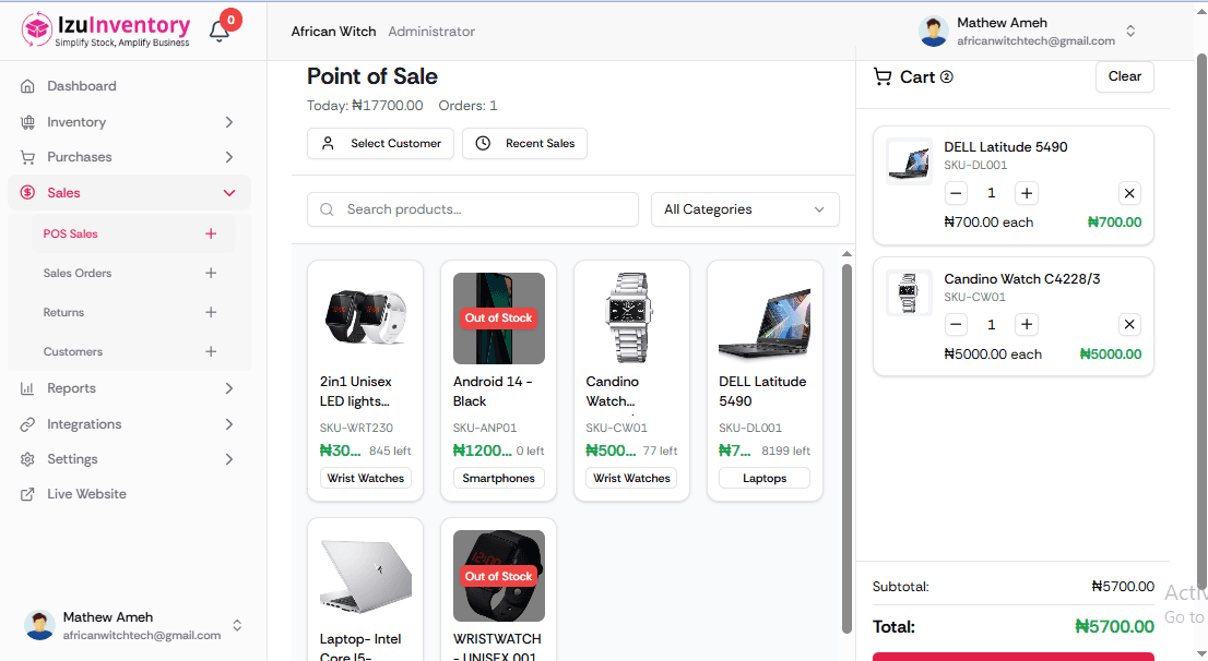 Sales Management Screenshot